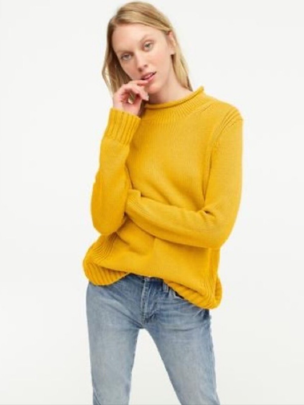 J.Crew Always 1988 Rollneck Sweater Mustard Yellow Knit Classic Preppy Size XS